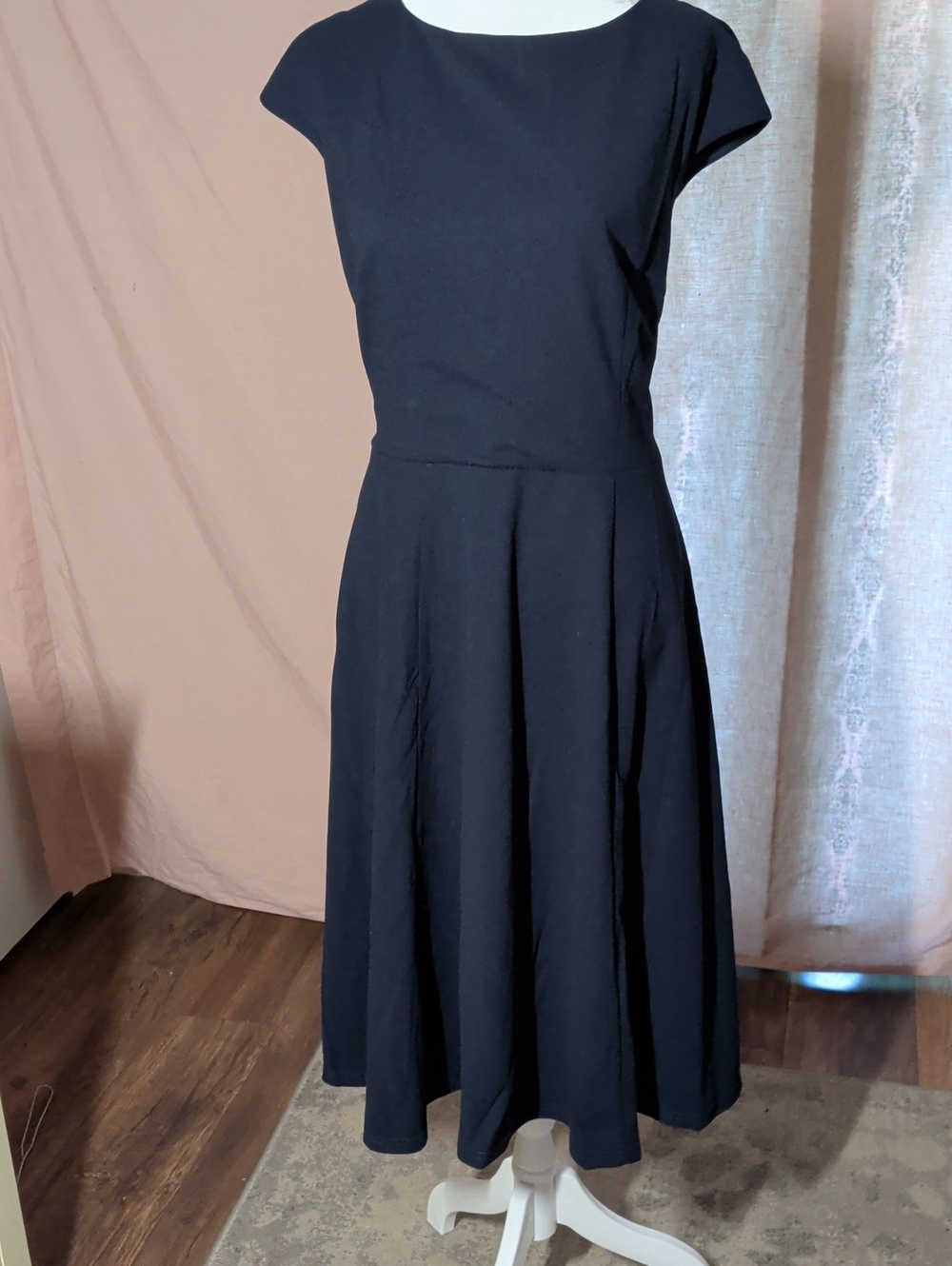 Dress Tells Classic Women's Navy Fit-and-Flare Dress